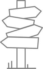 Outline of multi-directional signpost for coloring or learning directions and choices.