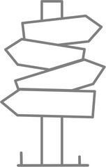 Outline of multi-directional signpost for coloring or learning directions and choices.