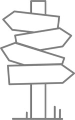 Obraz premium Outline of multi-directional signpost for coloring or learning directions and choices.