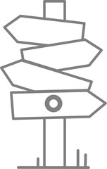Outline of multi-directional signpost for coloring or learning directions and choices.