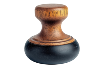 Elegant handcrafted wooden and black resin stamp a unique design with a smooth polished finish on transparent background