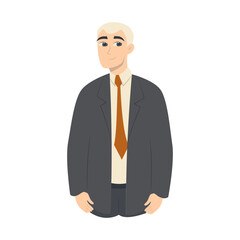 Businessman Character in Flat Cartoon Design. Isolated Vector Illustration. 