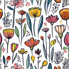 Vibrant floral pattern design for a textile or wrapping paper.