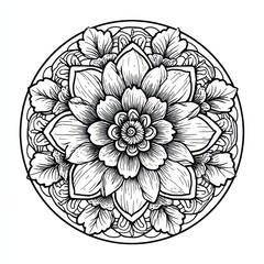 Ornate floral mandala design in a circular pattern.