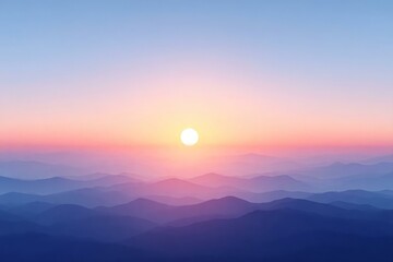 Fototapeta premium Serene Sunrise Over Misty Mountains with Soft Pastel Colors