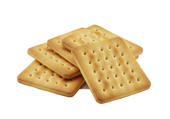 Collection of golden-brown, square-shaped biscuits, placed in a stack.  The biscuits display a textured surface with numerous small holes.