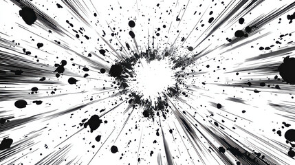 A dynamic comic book effect, with black radial lines, a vibrant pattern, and a white background, adding motion and energy to your design. Perfect for manga, anime, cartoon, and other projects 