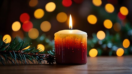 Festive glow christmas candles and ornaments Created with Generative AI technology