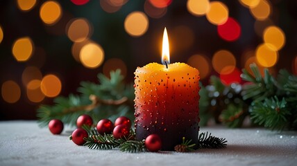 Festive glow christmas candles and ornaments Created with Generative AI technology