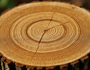 Macro Close-Up of Tree Trunk Cross Section with Growth Rings Growth Rings