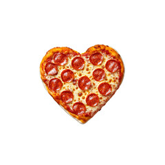 Delicious Heart-Shaped Pepperoni Pizza Isolated on Transparent Background: Perfect for Valentine's Day, Romantic Dinners, and Pizza-themed Designs