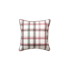 Festive Red and Green Plaid Throw Pillow, Isolated on Transparent Background - Perfect for Holiday Home Decor and Design Projects