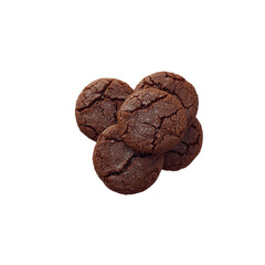 Delicious Collection of Four Homemade Dark Chocolate Cookies with Cracked Surface, Isolated on Transparent Background, Perfect for Baking Blogs, Recipe Websites, and Culinary Designs.