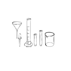 Hand drawing test tube isolated on white