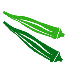 オクラのシンプルな版画風イラスト