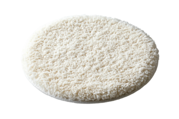 Soft fluffy cream round rug perfect for adding warmth and comfort to any room Neutral on transparent background