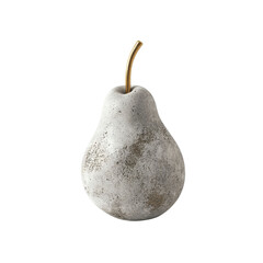 Textured White Stone Pear with Gold Stem - Decorative Still Life