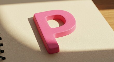 Pink Letter P on Notebook for Alphabet Learning