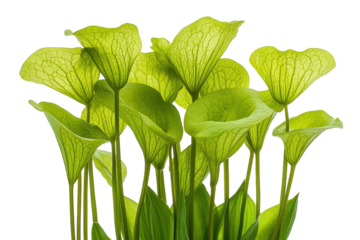 Vibrant lime green leaves illuminate a dark background showcasing nature s delicate beauty on transparent background