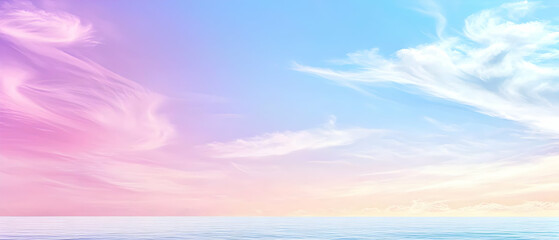 Pastel Sky With Fluffy Clouds