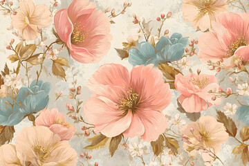 Delicate floral pattern with pastel colors.