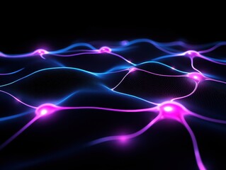 Abstract neural network.  Network of glowing nodes
