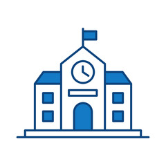 School Blue Line Icon. Education, E-Learning, School, College, Study, Knowledge Icons Editable Stroke Vector Illustration