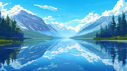 Serene mountain lake landscape
