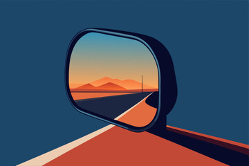 car mirror reflecting foggy roadside  .svg