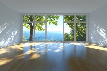 Obraz premium Serene Empty Room with Panoramic View