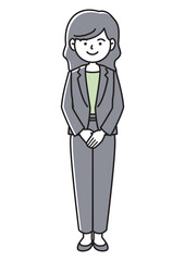 スーツを着て働く女性のベクターイラスト