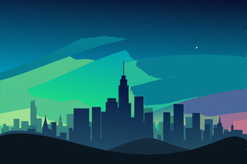 Fototapeta premium city skyline blending into a giant digital aurora .svg