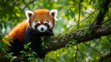 Red Panda on a Branch, Nature's Delightful Creature