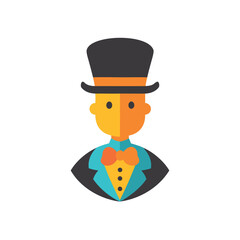 Flat Icon Gentleman Top Hat Bow Tie Avatar Profile Picture