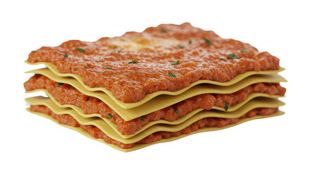 Lasagna stack with meat sauce isolated PNG with Transparent Background