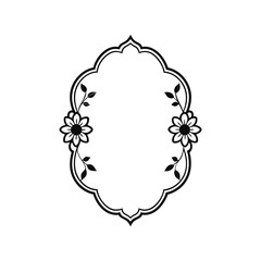 Vintage floral frame silhouette vector illustration. decorative flower border, ornate botanical outline, elegant graphic art