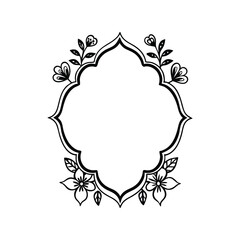 Vintage floral frame silhouette vector illustration. decorative flower border, ornate botanical outline, elegant graphic art

