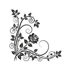 Abstract floral element silhouette vector. decorative flower motif, botanical ornament, elegant nature graphic symbol
