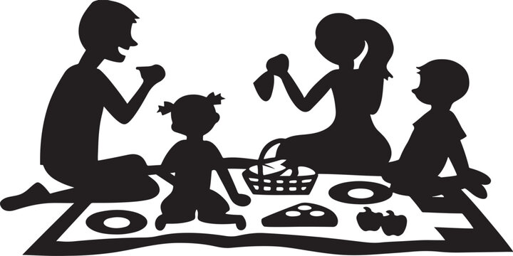 Vector Banner with Mini Silhouettes of Family Scenes