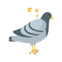 Cute Pigeon Cartoon Character. Isolated on White Background.