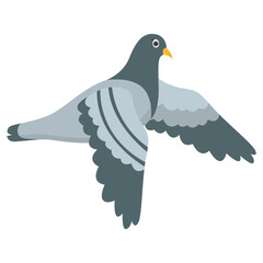 Cute Pigeon Cartoon Character. Isolated on White Background.
