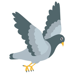 Cute Pigeon Cartoon Character. Isolated on White Background.