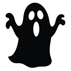 Black and white spooky Halloween cartoon art of a ghost, octopus, and skull vector illustrations
