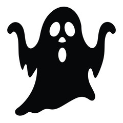 Black and white spooky Halloween cartoon art of a ghost, octopus, and skull vector illustrations
