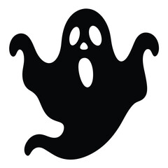 Black and white spooky Halloween cartoon art of a ghost, octopus, and skull vector illustrations