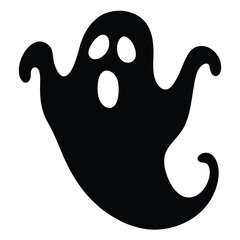 Black and white spooky Halloween cartoon art of a ghost, octopus, and skull vector illustrations
