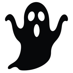 Black and white spooky Halloween cartoon art of a ghost, octopus, and skull vector illustrations