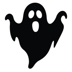 Black and white spooky Halloween cartoon art of a ghost, octopus, and skull vector illustrations