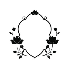 Vintage floral frame silhouette vector illustration. decorative flower border, ornate botanical outline, elegant graphic art	