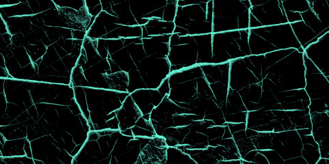 A black and green drawing of a cracked wall, background with cracks. Weathered rough painted surface with patterns of cracks and peeling. Panoramic texture for background and design. 